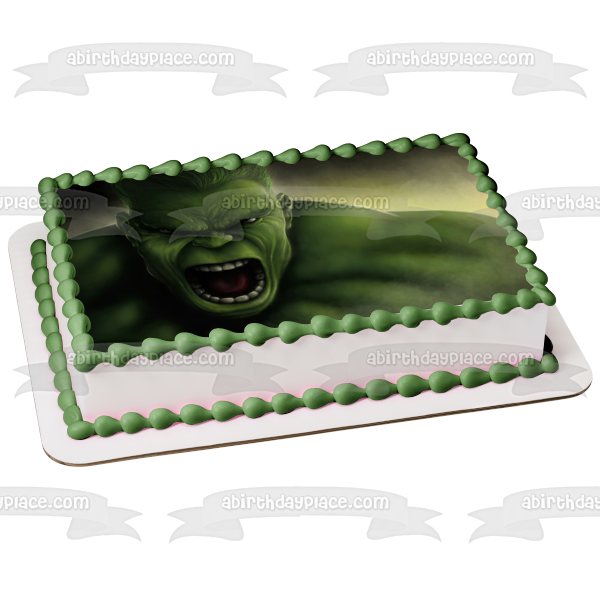 The Avengers The Hulk Angry Bruce Banner Face Edible Cake Topper Image ABPID00186