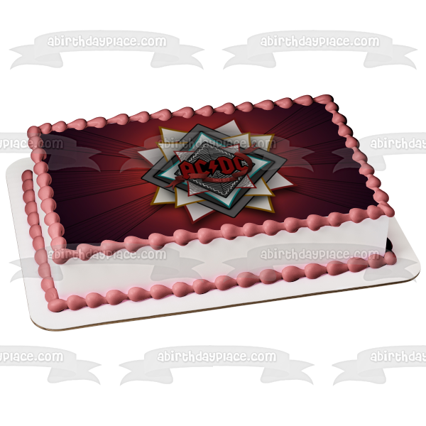 Logotipo de música de AC/DC Fondo rojo Imagen comestible para decoración de tarta ABPID00200 