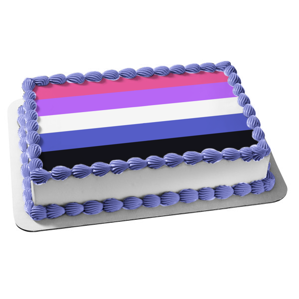 Bandera del Orgullo Genderfluid Lgbqia+ Lesbiana Gay Bisexual Transgénero Queer Intersex Asexual Genderfluid Edible Cake Topper Imagen ABPID52289 