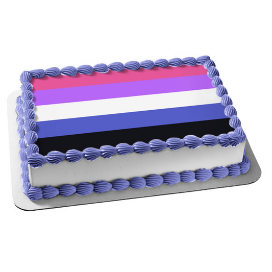 Bandera del Orgullo Genderfluid Lgbqia+ Lesbiana Gay Bisexual Transgénero Queer Intersex Asexual Genderfluid Edible Cake Topper Imagen ABPID52289 