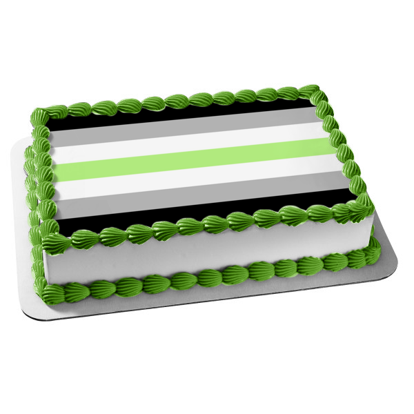 Agender Pride Flag Lgbtqia+ Lesbian Gay Bisexual Transgender Queer Intersex Asexual Agender Edible Cake Topper Image ABPID52294