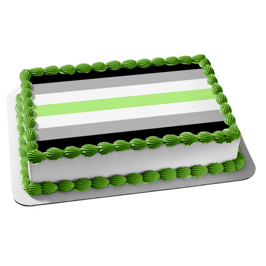 Agender Pride Flag Lgbtqia+ Lesbian Gay Bisexual Transgender Queer Intersex Asexual Agender Edible Cake Topper Image ABPID52294