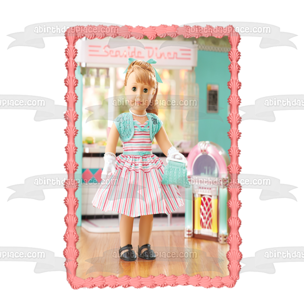 American Girl Maryellen Larkin Seaside Diner Jukebox Edible Cake Topper Image ABPID00306