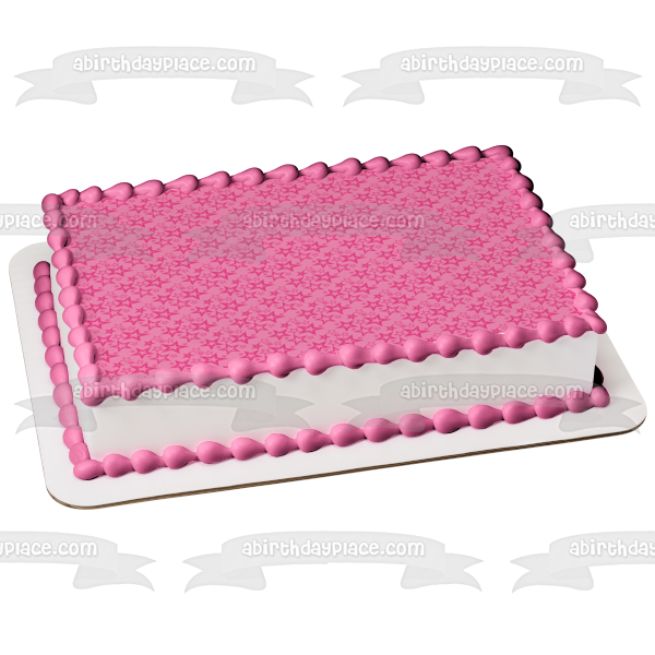 Pink Star Pattetn Pink Background Edible Cake Topper Image ABPID00311