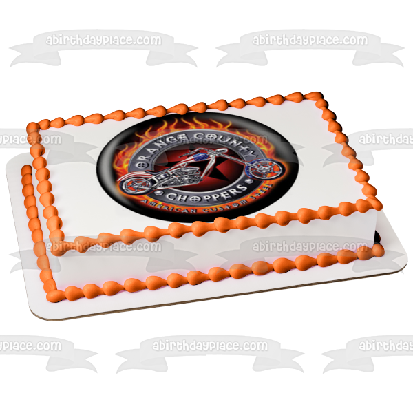 Imagen de decoración comestible para tartas con motocicletas de acero personalizadas americanas de Orange County Choppers ABPID00347 