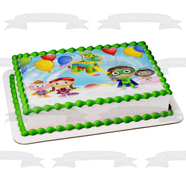 Super Why Princess Pea Alpha Pig Little Red Riding Hood Pinata Balloons Edible Cake Topper Image ABPID00355