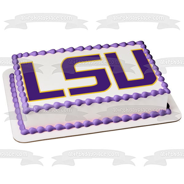 Imagen comestible para tarta con logotipo de LSU Tigers y Lady Tigers, equipos atléticos de la Universidad Estatal de Luisiana, ABPID00414 