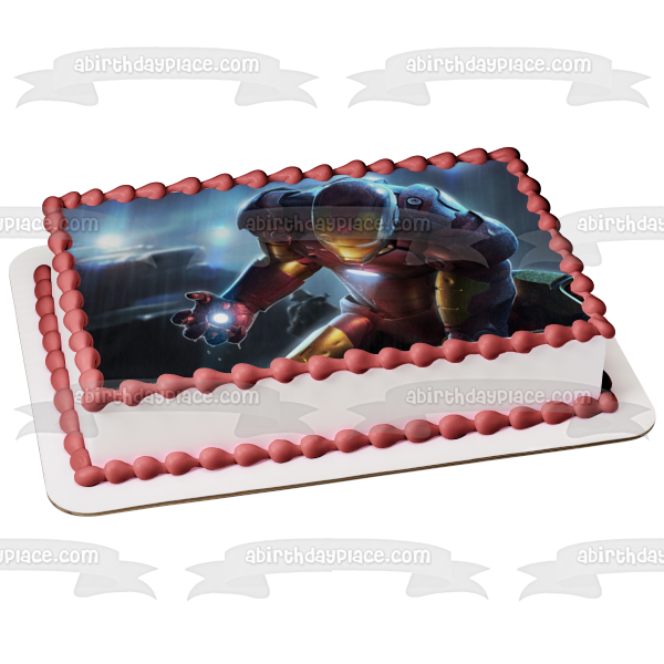 Iron Man Crouching In the Rain Tony Stark Edible Cake Topper Image ABPID00429