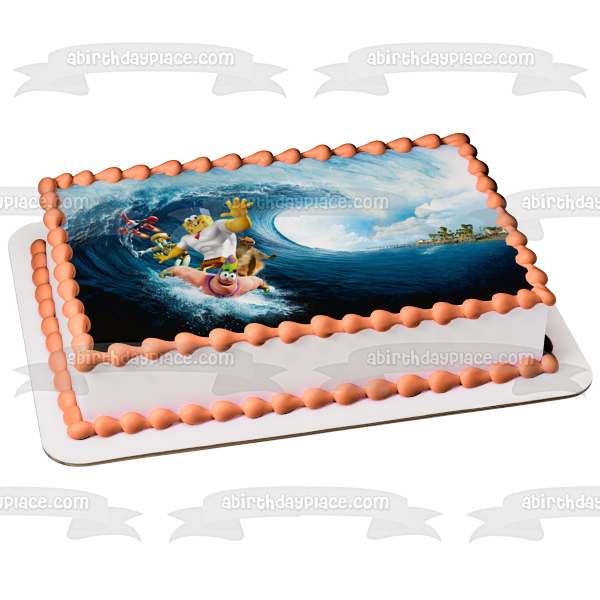 Bob Esponja Pantalones Cuadrados Patricio Sr. Cangrejo Calamardo Surfing Decoración comestible para tarta Imagen ABPID00540 