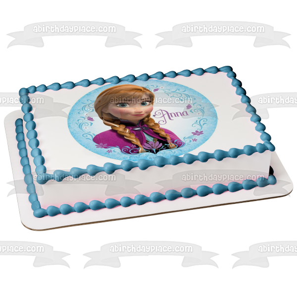 Adorno comestible para tarta con trenzas y flores de Anna Frozen de Disney, imagen ABPID00668 