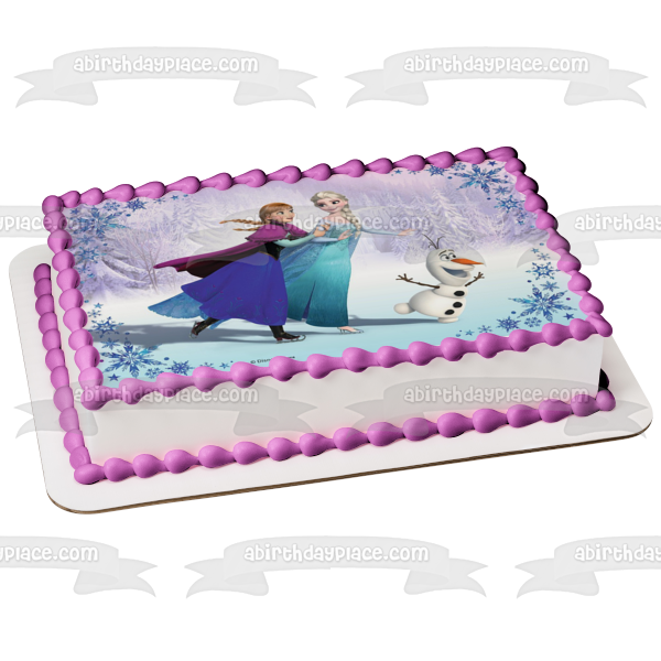 Imagen comestible para tarta de Frozen Anna Elsa Olaf patinando ABPID00691 