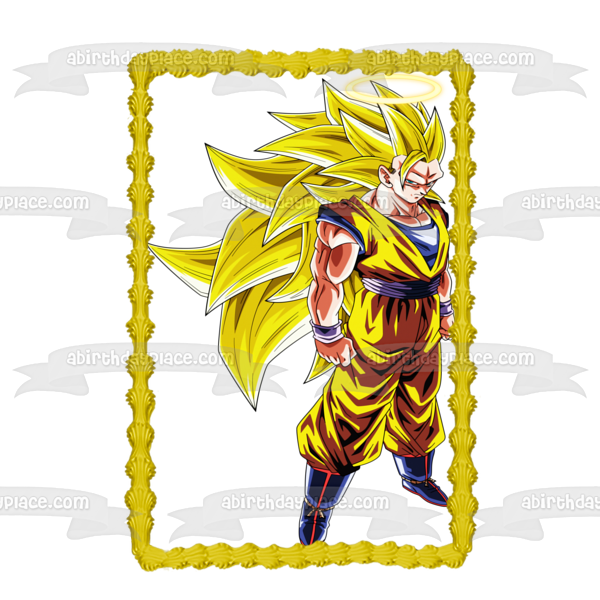 Goku Super Saiyan 3 Dragon Ball Edible Cake Topper Image ABPID00039