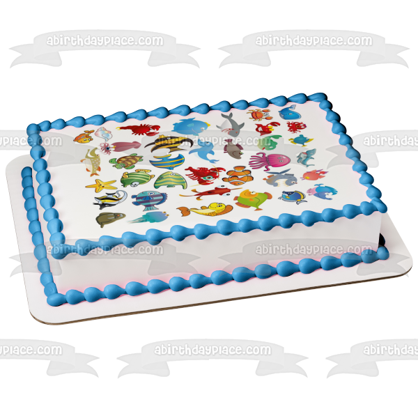 Fish Ocean Sea Creatures Life Edible Cake Topper Image ABPID00077