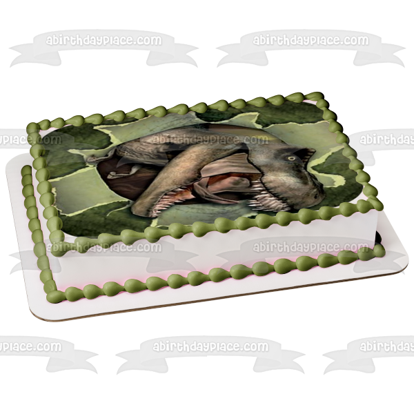 Tyrannosaurus Rex T-Rex Dinosaur Head Ripping Poster Edible Cake Topper Image ABPID00104