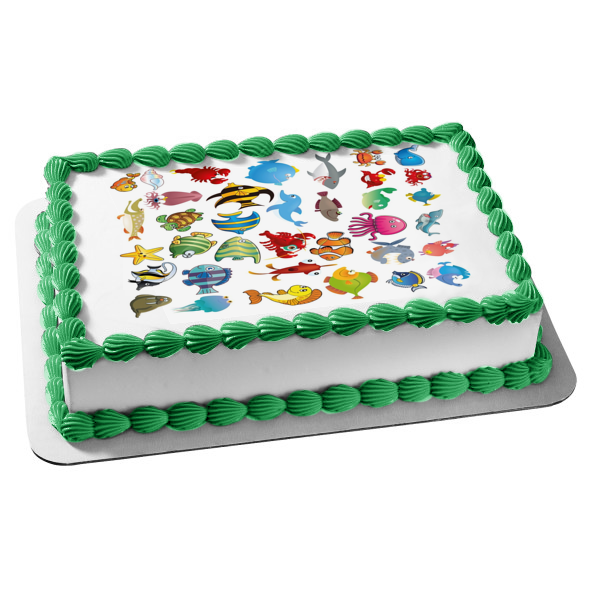 Fish Ocean Sea Creatures Life Edible Cake Topper Image ABPID00077