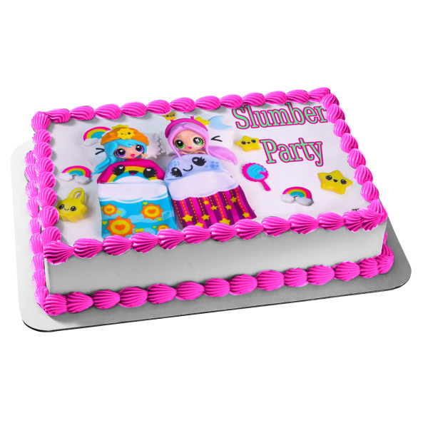 Slumber Party Girl Sleep Over Rainbows and Stars Edible Cake Topper Image ABPID00095