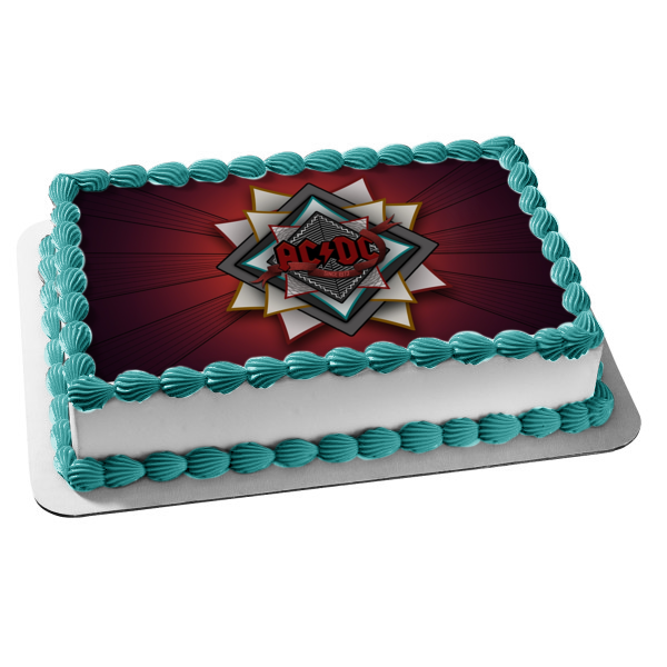 AC/DC Music Logo Red Background Edible Cake Topper Image ABPID00200