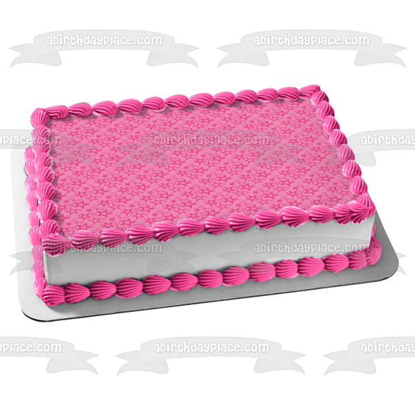 Pink Star Pattetn Pink Background Edible Cake Topper Image ABPID00311