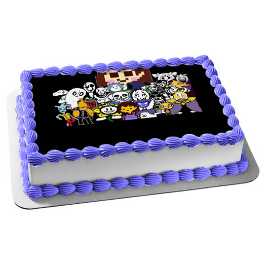 Undertale Flowey Toriel Frisk Sans Papyrus Undyne Alphys Meltaton Edible Cake Topper Image ABPID00333