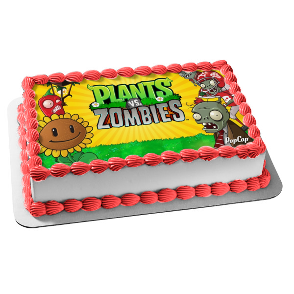 Plants Vs Zombies Popcap Sunflower Jalapeno Plantern Football Zombie Edible Cake Topper Image ABPID00605