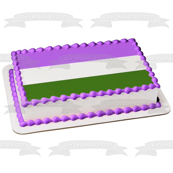 Bandera del Orgullo Genderqueer Lgbtqia+ Lesbiana Gay Bisexual Transgénero Queer Intersex Asexual Genderqueer Edible Cake Topper Imagen ABPID52288 