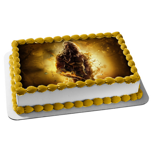 Adorno comestible para tarta con diseño de Zeus dorado, Dios de la guerra, imagen ABPID52311 