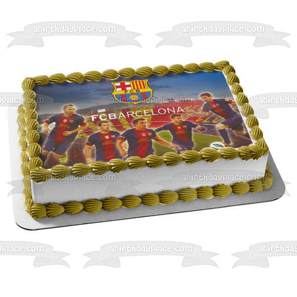 Fcb Barcelona Logo Barça Football Players Soccer Edible Cake Topper Image ABPID24123