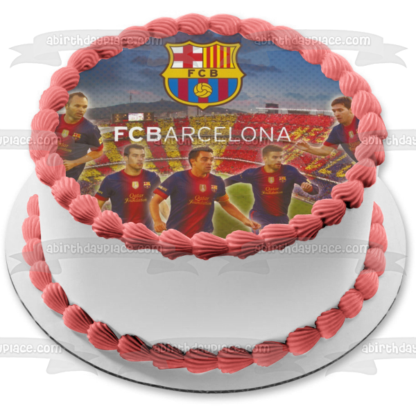 Fcb Barcelona Logo Barça Football Players Soccer Edible Cake Topper Image ABPID24123