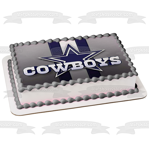 Imagen comestible para decoración de tarta con logotipo de los Dallas Cowboys, fútbol americano, NFL, fondo de rayas azules, ABPID27776 