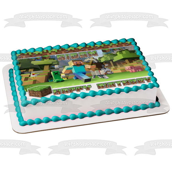 Imagen de decoración comestible para tarta comestible personalizada de Minecraft Steve ABPID50721 