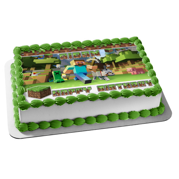 Imagen de decoración comestible para tarta comestible personalizada de Minecraft Steve ABPID50721 