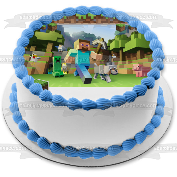 Imagen de decoración comestible para tarta comestible personalizada de Minecraft Steve ABPID50721 