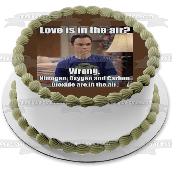 Meme the Big Bang Theory Sheldon Cooper Love Is In the Air Edible Cake Topper Image ABPID51490