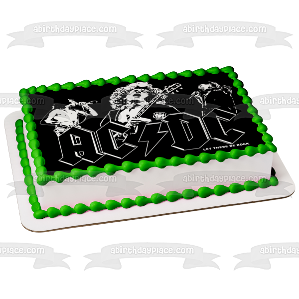 AC/DC Let There Be Rock Adorno comestible para tarta en blanco y negro Imagen ABPID00723 