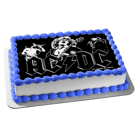 AC/DC Let There Be Rock Black & White Edible Cake Topper Image ABPID00723