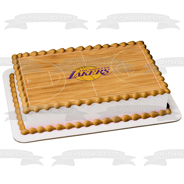 Logotipo de Los Angeles Lakers, cancha de baloncesto, NBA, deportes profesionales, decoración comestible para tarta, imagen ABPID00727 