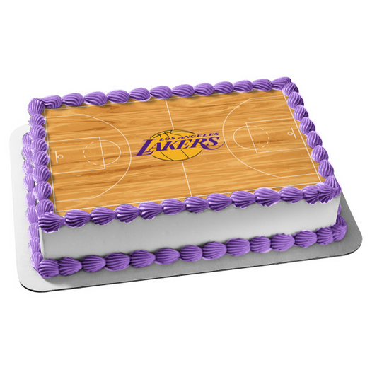 Logotipo de Los Angeles Lakers, cancha de baloncesto, NBA, deportes profesionales, decoración comestible para tarta, imagen ABPID00727 