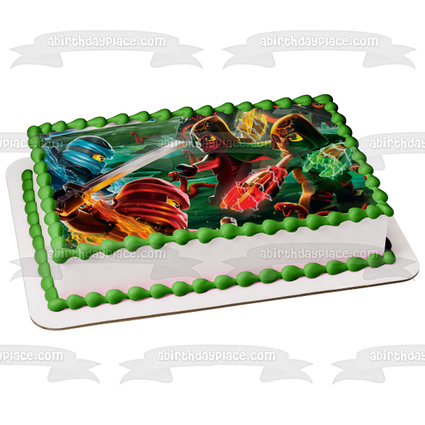 LEGO Ninjago Fight Scene Edible Cake Topper Image ABPID00731