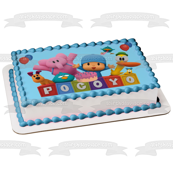 Imagen comestible para tarta de cumpleaños de Pocoyó, Pato Elly Loula, ABPID00762 