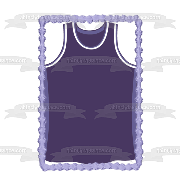 Camiseta de baloncesto Púrpura Blanco Deportes Edible Cake Topper Imagen ABPID00763 