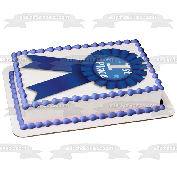 First Place Blue Ribbon 1st Edible Cake Topper Image ABPID00774