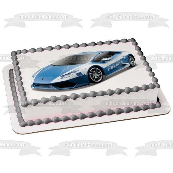 Decoración comestible para tarta con coche de policía azul, imagen ABPID00811 