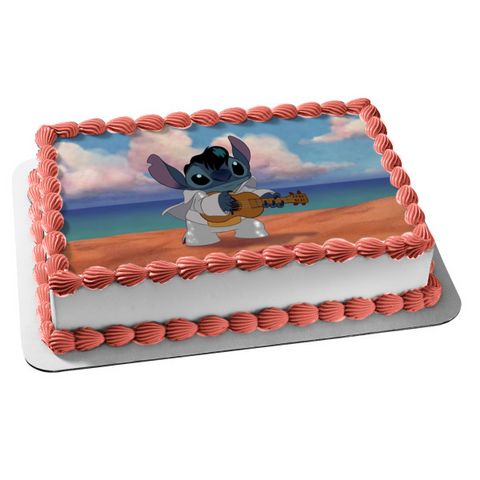 Lilo and Stitch Flowers Stitch Blue Background Disney Edible Cake Topper  Image ABPID51026