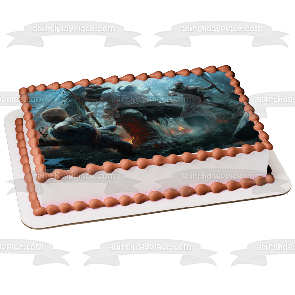 God of War Battle Scene Edible Cake Topper Image ABPID00823