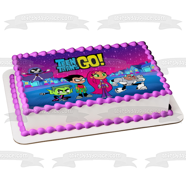 Teen Titans Go Robin Raven Cyborg Star Fire Beast Boy - Adorno comestible para tarta, imagen ABPID00833 