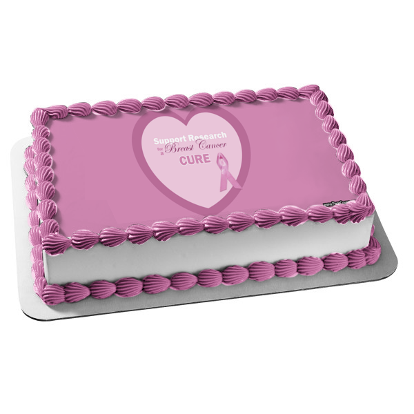 Breast Cancer Awareness Purple Ribbon Heart Edible Cake Topper Image ABPID08881