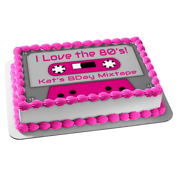 I Love the 80's Decades Mixtape Personalizable Party Dance 80s Music Children of the 80's Edible Cake Topper Image ABPID51356