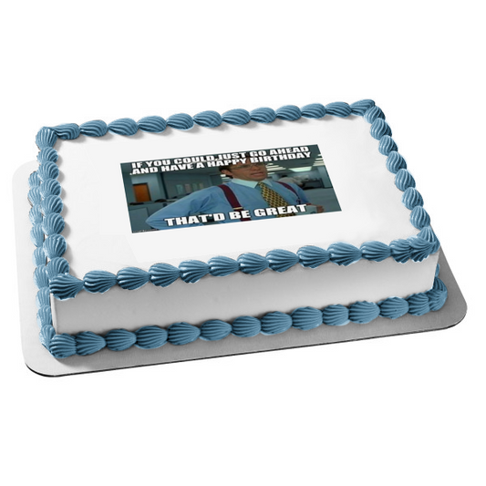 Imagen de decoración comestible para tarta de Office Space Meme Feliz cumpleaños Bill Lumbergh ABPID51456 