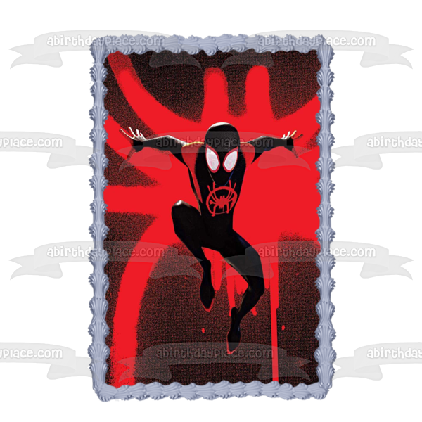 Spider-Man Spider-Verse Spider-Man Red and Black Logo Edible Cake Topper Image ABPID50448