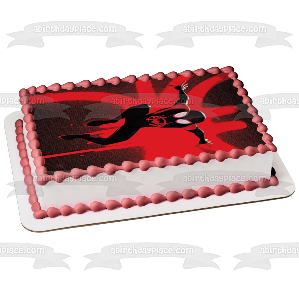 Spider-Man Spider-Verse Spider-Man Red and Black Logo Edible Cake Topper Image ABPID50448